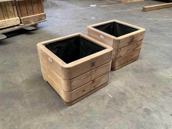 Veiling - 2x Garlux vuren bloembak geïmpregneerd 40x40x30cm, Tuin en Terras, Bloembakken en Plantenbakken