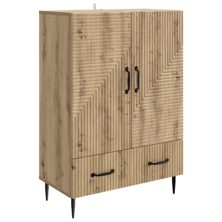 vidaXL Dressoir Artisanaal eiken 66 x 34,5 x 95 cm Bewerkt, Maison & Meubles, Armoires | Dressoirs, Envoi