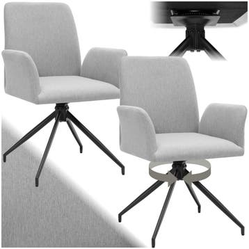 Draaibare fauteuil Daya, gestoffeerd - lichtgrijs, Set van 2, Verzenden, Nieuw