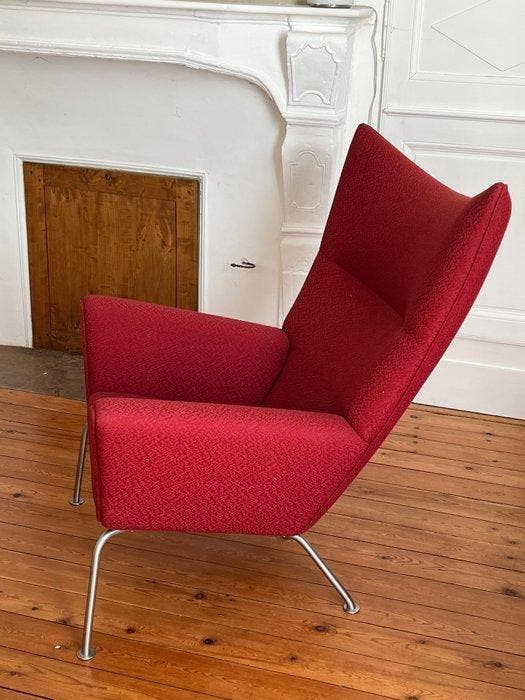 Carl Hansen & Søn - Hans Wegner - Fauteuil - Textiel, Staal, Antiquités & Art, Art | Objets design