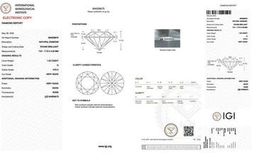 1 pcs Diamant (Natuurlijk) - 1.52 ct - Rond - G - VVS2 -