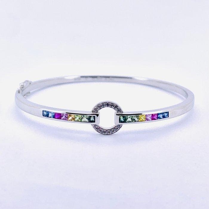 Armband - 18 karaat Witgoud - 1.31ct. tw. - Saffier -, Bijoux, Sacs & Beauté, Bracelets