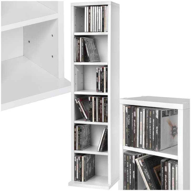 CD mediakast met 6 vakken 90x21x20cm - wit, Maison & Meubles, Accessoires pour la Maison | Étagères pour CD & DVD, Envoi