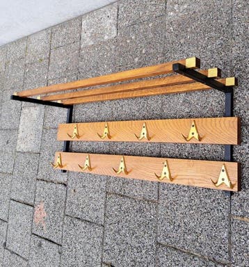 Kapstok - Staal, Eik - Kledinghaak met planken