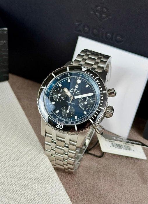 Zodiac - Sea-Chron Automatic Chronograph Blue - Zonder, Handtassen en Accessoires, Horloges | Heren