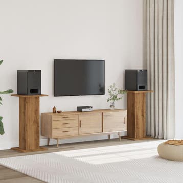 vidaXL Speakerstandaards 2 st 30x30x80 cm hout artisanaal, Verzenden