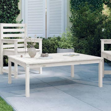 vidaXL Tuintafel 121x82,5x45 cm massief grenenhout wit, Tuin en Terras, Verzenden, Nieuw