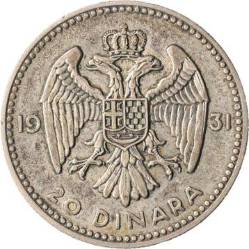 Yougoslavie. Lot van 5 stuks 50 para t/m 20 Dinara 1925 &
