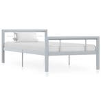vidaXL Bedframe metaal grijs en wit 100x200 cm, Verzenden, Nieuw