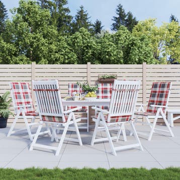 vidaXL Tuinstoelkussens 6 st 120x50x3 cm stof ruitpatroon, Verzenden