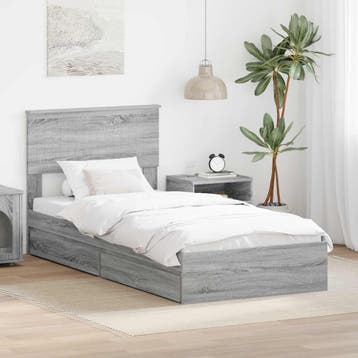 vidaXL Opbergbed met lade Grijs Sonoma 90 x 200 cm Bewerkt, Verzenden