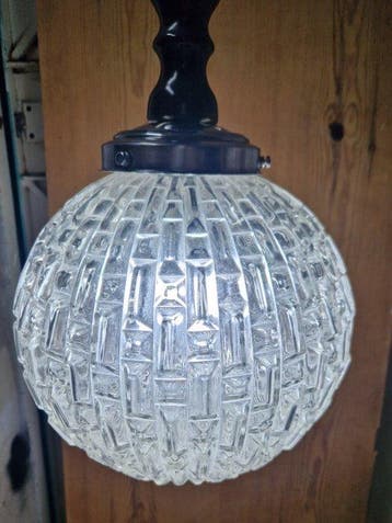 Plafondlamp - Hout, Glas - Art Deco