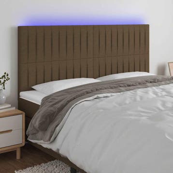 vidaXL Hoofdbord LED 200x5x118/128 cm stof donkerbruin, Verzenden
