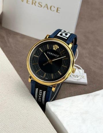 Versace - V-Circle Black/Gold - Zonder minimumprijs -, Bijoux, Sacs & Beauté, Montres | Hommes
