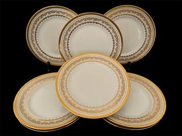 Porcelaine de Mehun - Assiette (11) - Porcelaine, Plaqué or, Antiek en Kunst