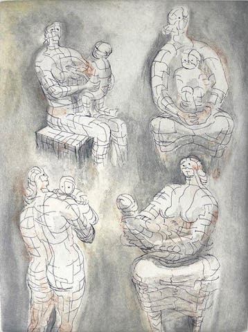 Henry Moore (1831-1895) - Four mother and child studies