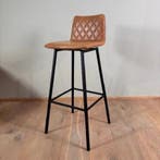 Leren barkruk Catch hoog, Vintage Cognac, poten staal, Huis en Inrichting, Barkrukken, Nieuw, Leer, Ophalen of Verzenden, 90 cm of meer