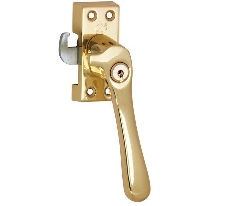 SKG Raamsluiting Met sluitplaat rechts Linea messing gelakt, Doe-het-zelf en Bouw, Overige Doe-Het-Zelf en Bouw, Nieuw