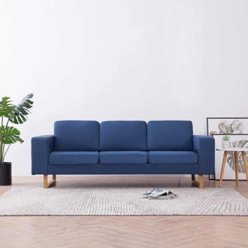 vidaXL Driezitsbank / zetel stof blauw, Verzenden, Nieuw