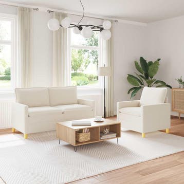 vidaXL bank / zetelstel 2 st Crèmekleurig Stof, Huis en Inrichting, Zetels | Zetels, Verzenden, Nieuw