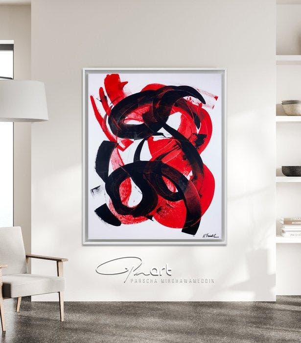 H. Friedel - Red And Black Attack, Antiek en Kunst, Kunst | Schilderijen | Modern