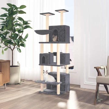 vidaXL Kattenmeubel met sisal krabpalen 180 cm donkergrijs, Verzenden