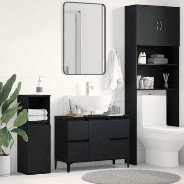 vidaXL Wastafel kabinet voor de badkamer Zwart Eiken 80 x 33, Verzenden, Nieuw
