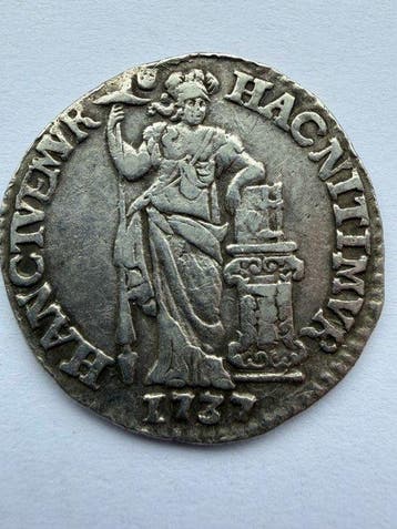 Nederland, Utrecht 1 Gulden 1737/27 RRR, Postzegels en Munten