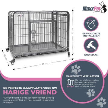 MaxxPet Hondenbench met Plaid - Verrijdbaar - 94x58x70cm, Ophalen of Verzenden