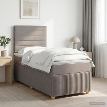 vidaXL Boxspringbed met matras met hoofdeinde Taupe 90 x 200, Verzenden