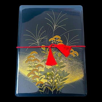 Japanese Aizu-nuri lacquer box fubako () with gold maki-e