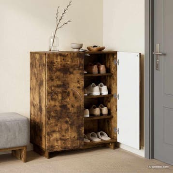 vidaXL Schoenenkast 73 x 38 x 87,5 cm Bewerkt hout Gerookt, Verzenden, Nieuw
