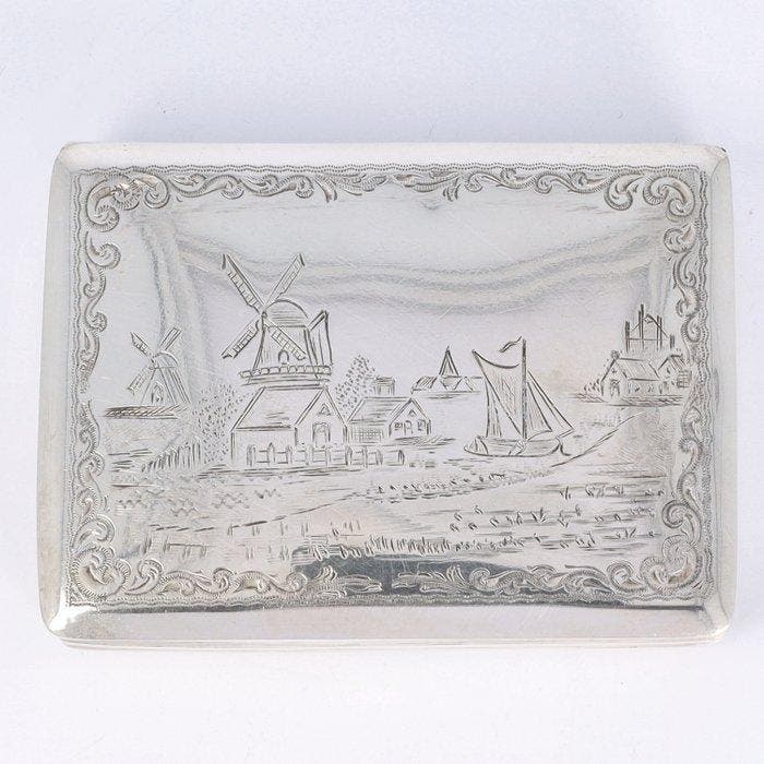 (Schoonhoven 1929) - Boîte à tabac - Argent 833, Antiquités & Art, Antiquités | Argent & Or