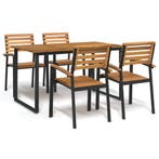 vidaXL 5-delige Tuinset massief acaciahout en metaal, Tuin en Terras, Verzenden, Nieuw, Tuinset
