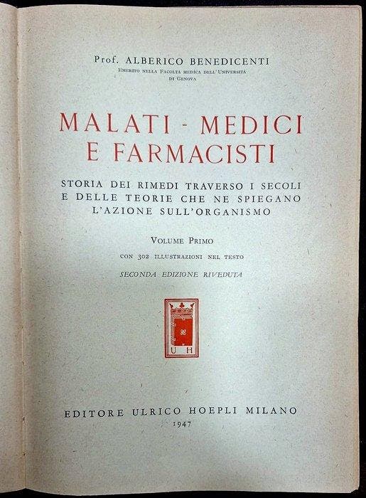 Alberico Benedicenti - Malati - Medici e Farmacisti -, Antiquités & Art, Antiquités | Livres & Manuscrits