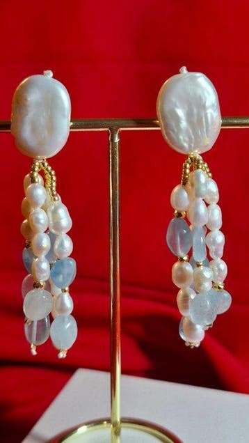 Perle - Plaqué or - Boucles doreilles goutte deau - Perle, Collections
