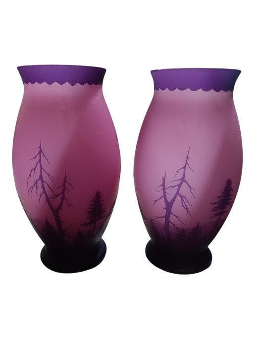 Harrach - Rudolf Schwedler - Vase (2) - caméo - Vases Cameo, Antiek en Kunst, Kunst | Designobjecten