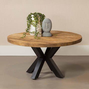 Salontafel Mangohout Tara Rond 90 cm, Maison & Meubles, Verzenden