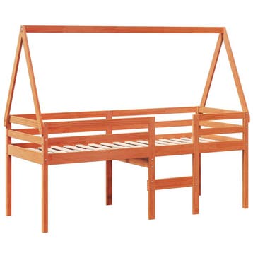vidaXL Hoogslaper met dak massief grenenhout wasbruin 90x200, Verzenden, Nieuw