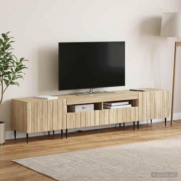 vidaXL 5-delige LED TV-kast Sonoma Eiken Bewerkt hout, Huis en Inrichting, Kasten |Televisiemeubels, Verzenden, Nieuw
