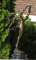 Beeld, bloemguirlande - 42 cm - Brons