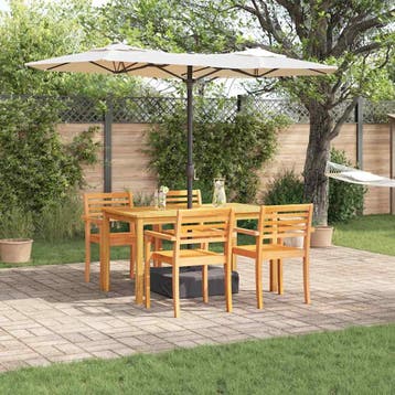 vidaXL Tuin Eettafel Set 5 pcs Bruin Massief Acacia Hout, Tuin en Terras, Verzenden, Nieuw