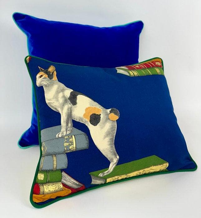 Fornasetti Gatti su libri - Coussin (2), Antiek en Kunst, Antiek | Tapijten, Tafelkleden en Textiel