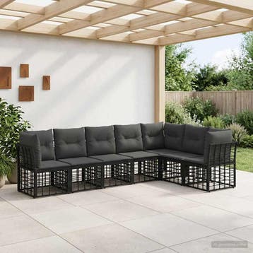 vidaXL Buiten bank set Zwart Polyester, Verzenden