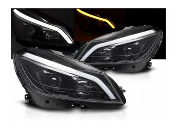 LED Tube koplampen Glossy Black, Auto-onderdelen, Verzenden, Nieuw, Mercedes-Benz