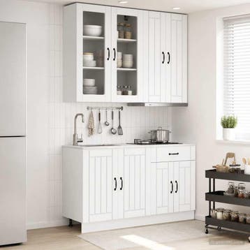 vidaXL Keukenblok LUCCA 4 st Wit Bewerkt hout, Huis en Inrichting, Verzenden, Nieuw