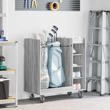 vidaXL Golfkast met wiel Effen Grijs Sonoma 90 x 45 x 98 cm, Sport en Fitness, Verzenden, Nieuw