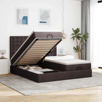 vidaXL Ottoman bed met matrassen 180x200cm stof donkerbruin, Verzenden