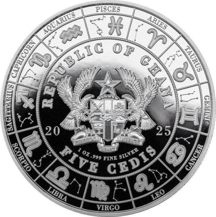 Ghana. 2 Cedis 2025 Zodiac Collection Libra 1 oz, Timbres & Monnaies, Monnaies | Europe | Monnaies non-euro
