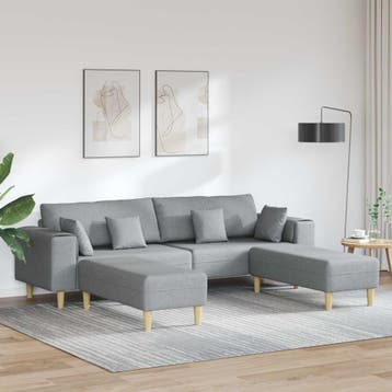 vidaXL bank / zetel 3 st Lichtgrijs Stof, Verzenden